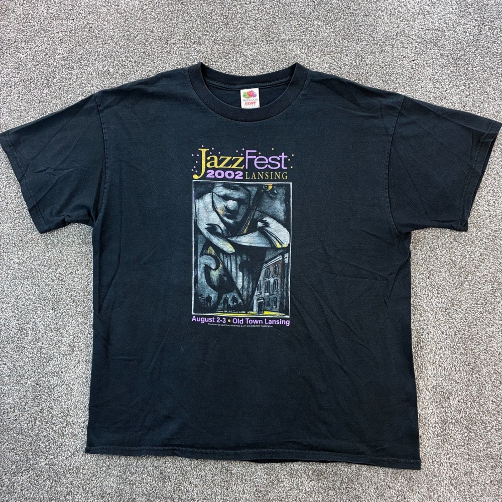 Vintage Lansing JazzFest‎ Shirt Mens XL Black 2002 Old Town Lansing Festival